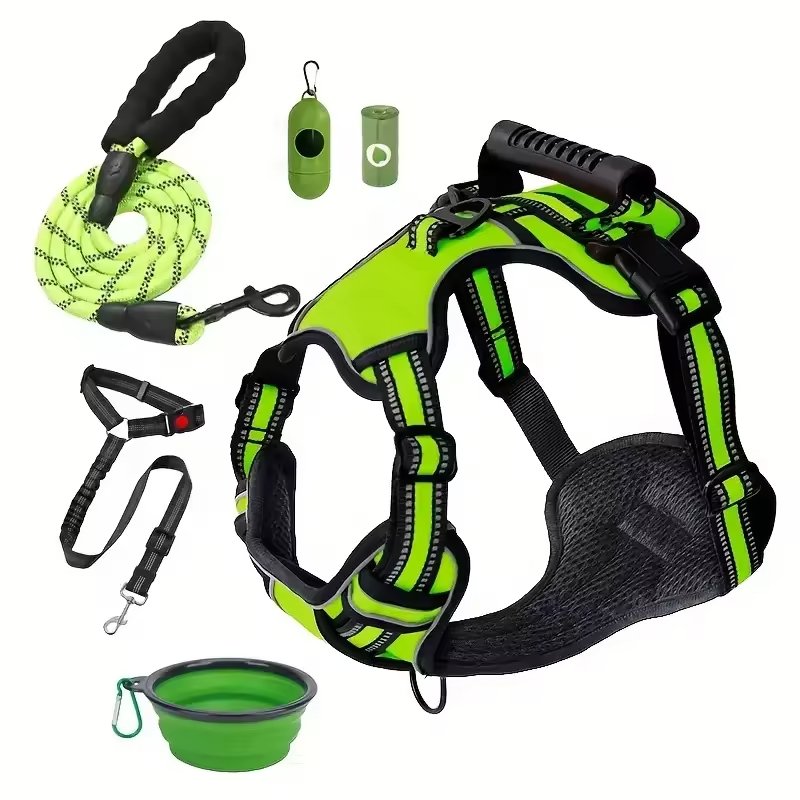 Tactical Service Dog Harness Strap Set, Car Seat Belt, Collapsible Bowl ...