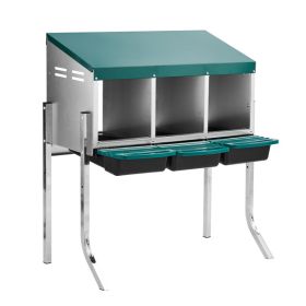 Chicken Nesting Box, 3 Compartment Nesting Box for Laying Eggs, Wall Mount Chicken Brooder Box with Perch, Easy Egg Collection