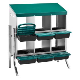 Chicken Nesting Box, 6 Compartment Nesting Box for Laying Eggs, Wall Mount Chicken Brooder Box with Perch, Easy Egg Collection (title: default title)